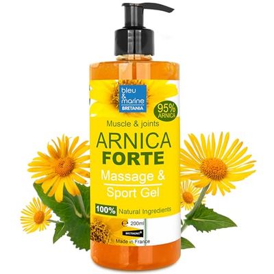 Arnica Gel FORTE & Concentrato 90% di Estratto di Arnica BIO da Agricoltura Biologica. Gel Massaggi Muscolari e Articolari. Idratante per la Pelle - 200 ml