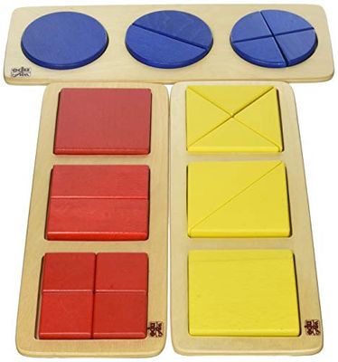 BSM Halilit-Lot de 3 Formes GEOMETRIQUE FRACTIONEE Pedagogía Montessori-Juego de Madera, Color Lote (BSM EF 91002/3/4)