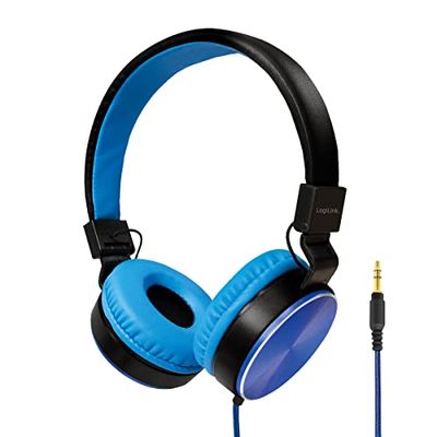 Logilink HS0049BL - Elegant Foldable Stereo Headphones with High Sound Quality Blue