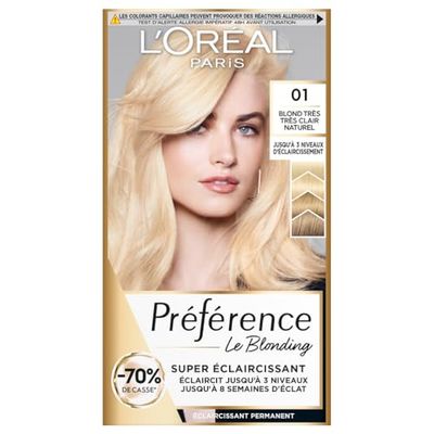 L’ORÉAL PARIS - Coloration Éclaircissant Permanent - Préférence Le Blonding - Nuance : Prague (01), Blond Très Très Clair Naturel