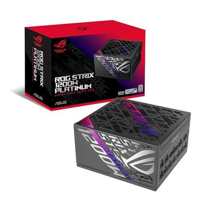 ASUS ROG Strix 1200P Gaming, Alimentatore Modulare per PC, 1200W di Potenza, PCle Gen 5.0, 80 Plus Titanium, Standard ATX 3.1, Ventola con Doppio Cuscinetto a Sfera, Nero, ROG-STRIX-1200P-GAMING