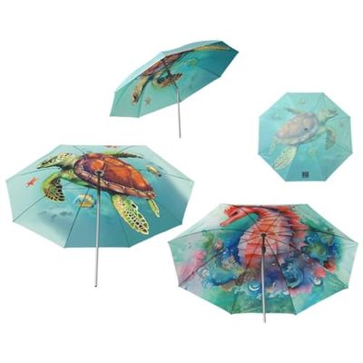 Atosa Parasol de plage motif animaux marins orientable métallique en fer Ø200 cm Nylon Protection UPF 50+ Assortiment en 2 possibilités avec housse, multicolore