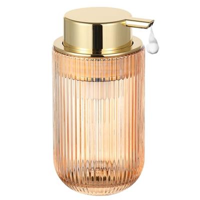LEICURACE Dispensador de jabón de Espuma de Vidrio, dispensador de Espuma Recargable con Bomba Dorada, dispensador de jabón de Manos de Espuma para baño, Cocina, decoración Moderna del baño del hogar