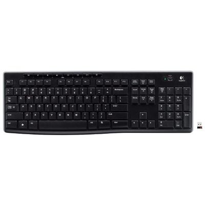 Logitech K270 draadloos toetsenbord, 2,4 GHz-verbinding via Unifying USB-ontvanger, 8 multimedia- en sneltoetsen, spatwaterdicht, batterijduur van 2 jaar, Zwitserse QWERTY-indeling