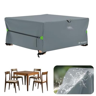 Velway Funda para Muebles de Jardín Impermeable - Funda Mesa Jardin de Exterior Cubierta Protectora a Prueba de Viento para Muebles de Jardín Cuadrado (Gris 200x200x90cm)