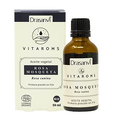 VITAROMS OLIO VEGETALE ROSA MOSQUETTA CERTIFICATO BIO ECOCERT - Prima pressione a freddo - Stimola la rigenerazione naturale della pelle - VEGANO - SENZA GLUTINE - 50 ml