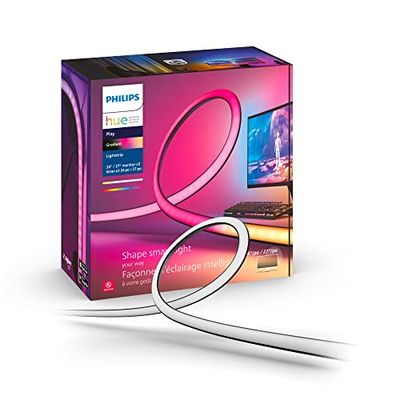 PHILIPS Hue Play Gradient PC Lightstrip 24-27": Ljusslinga för datorn, Philips Hue White and Color, Hue Sync, flerfärgfunktion, Zigbee & BT, röststyrning, 3-pack, Vit, 929003498701