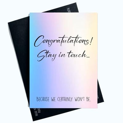 Grappige verlaten werkkaarten blijf in contact omdat we niet kaart grap lachen leuk nieuwigheid roze paars SP60