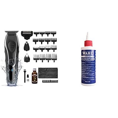 Wahl Beard Trimmer Aqua Blade 10-in-1 Hair Trimmer with Beard Oil 30 ml, Stubble Trimmer & Clipper Oil, Blade Oil for Hair Clippers,118.3 ml