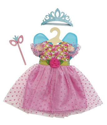 Heless 1440 - poppenkleding in design prinses Lillifee, jurk incl. glitterkroon en oogmasker voor poppen en knuffeldieren maat 28-35 cm