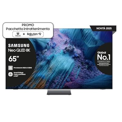 SAMSUNG Smart TV 65'' QE65QN990FTXZT Neo QLED 8K Mini LED, NQ8 AI Gen3 Processor, 8K AI Upscaling Pro, Wireless One Connect, Dolby Atmos, Infinity Air, ed. speciale PACCHETTO INTRATTENIMENTO, 2025