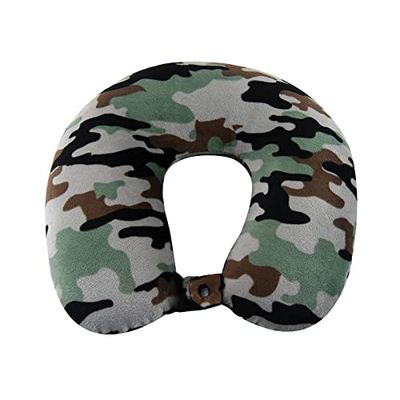 World's Best Feather Soft Microfiber Neck Pillow, Green Camo