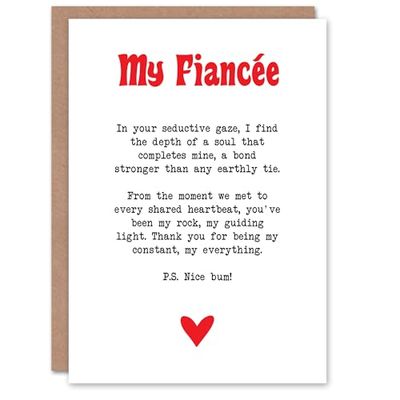 Artery8 Greeting Card Love Poem My Everything Fiancée Romantic Poetry For Her Woman Valentine's Day Card