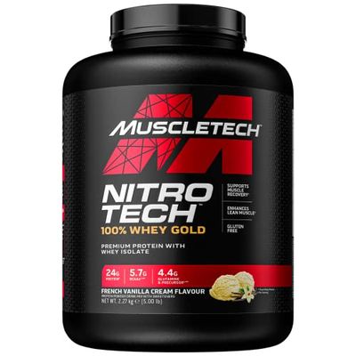 Muscletech Nitro-Tech Whey Gold, Protéines premium avec isolat de lactosérum (l'emballage peut varier) French Vanilla Creme
