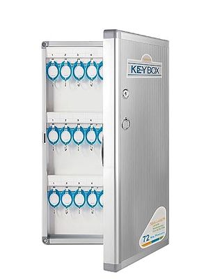 TUKA-i-AKUT Sleutelkast 72 sleutelpositie met slot, metalen sleutelkast voor wandmontage, met sleutelhangers + montageset, afsluitbare sleutelopbergsleutelkluis, aluminiumlegering, TKD8650-72