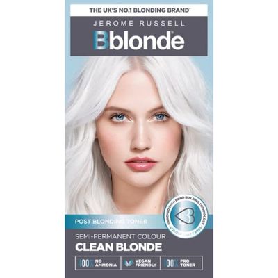 Jerome Russell Bblonde Clean Blonde Post Blonding Toner - Semi Permanent Hair Dye Kit for Pre Lightened & Blonde Hair with Brazil Nut Oil, No Ammonia & Vegan