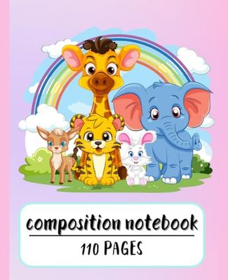 Notebook With Cute Animals on Cover: 110 Lined Pages for Handwriting, Journal for kids