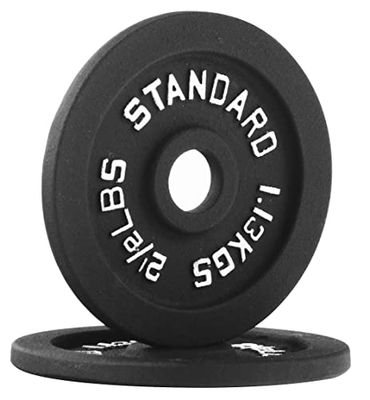 Signature Fitness Gietijzeren plaat halterschijf voor krachttraining en gewichtheffen, 1 inch midden (standaard), 2,5 kg (set van 2)