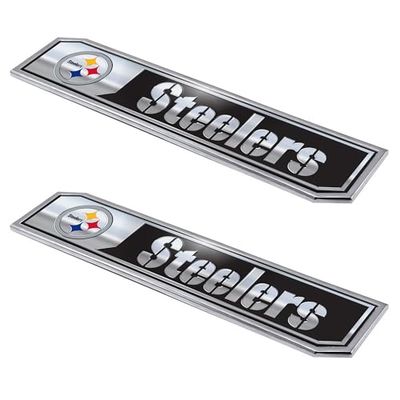 FANMATS NFL - Pittsburgh Steelers 2 Piece Heavy Duty Alumnium Truck Emblem Set, Black, 1.75" x 8"