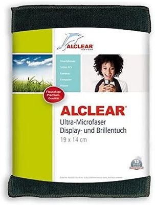 ALCLEAR 950003a Pano de ultramicrofibra para ecrãs e óculos, para iPhone, iPad e iPod, proporciona uma visão clara e sem marcas, sem produtos químicos, sem limpezas, 19 x 14 cm, antracite