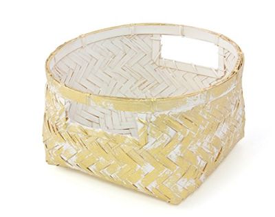 Gelco Design Dore Scatola Portaoggetti, bambù, Gold, 20 x 20 x 11 cm