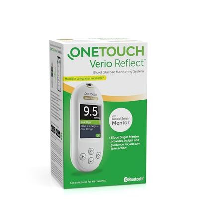 OneTouch Verio Reflect® Blood Glucose Meter I System for Blood Glucose Control I with 1 Blood Glucose Meter,1 Lancing Device, 10 lancets, 1 Pouch (Including Batteries)