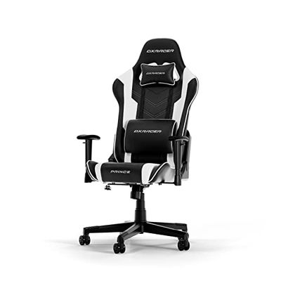 DXRacer (Het Origineel) Prince P132 Gamingstoel, Kunstleer, Zwart-Wit, Tot 185 cm