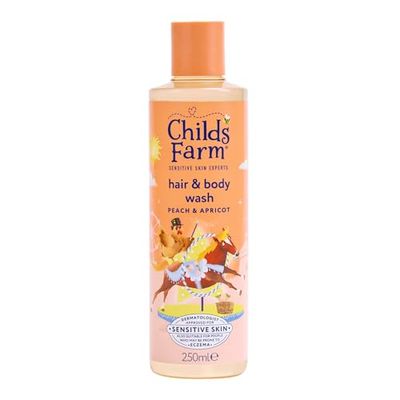 Childs Farm Kids Hair & Body Wash, Peach & Apricot | Tear-free, Gently Cleanses | Suitable for Dry, Sensitive Skin, 250ml