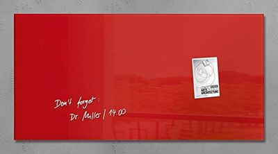 SIGEL GL147 Lavagna magnetica in vetro premium, superficie lucida, 91 x 46 cm, montaggio facile, rosso, Artverum