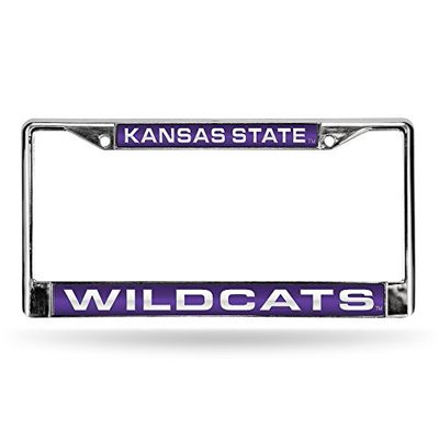 Rico Industries NCAA Kansas State Wildcats - Purple Insert Laser Cut Inlaid Standard Chrome License Plate Frame