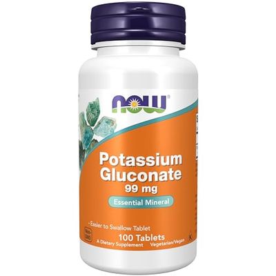Now Foods, Potassium Gluconate, 99mg, 100 Vegan Tablets, Lab-Tested, Gluten Free, Soy Free, Vegetarian, Non-GMO