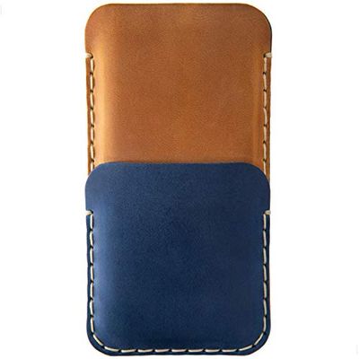 Marrone chiaro et Blu custodia a guscio per Samsung Galaxy S24 ULTRA in cuoio con 1 porta carta di credito e banconote