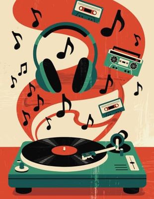 Music Manuscript Paper: Vintage Cover Blank Music Notebook | 100 Pages | 8.5x11 Inches | Graphic Cover | Staff Paper Notebook