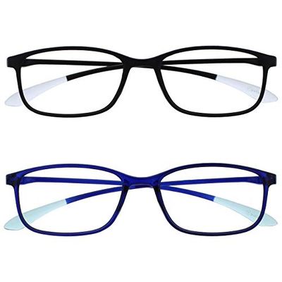 OPULIZE Ice 2 Pacco Super Leggero Occhiali Da Lettura Nero Blu Scuro Donna Uomo RR61-13 +2,00