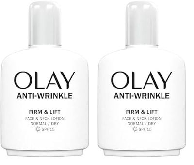 Olay Anti-Wrinkle Firm & Lift Face And Neck Lotion With SPF15, Helps Visibly Reduce Fine Lines & Wrinkles And Protects Against Premature Signs Of Ageing,100ml (Pack of 2)