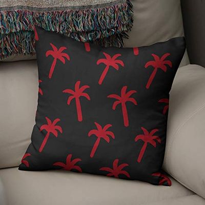 BonaMaison Housse de Coussin Motif, Rouge Noir Taie d'oreiller pour Lit Voiture Canapé Maison Salon Chambre, Décoration D'intérieur, 50x50cm - Conçu et Fabriqué en Turquie