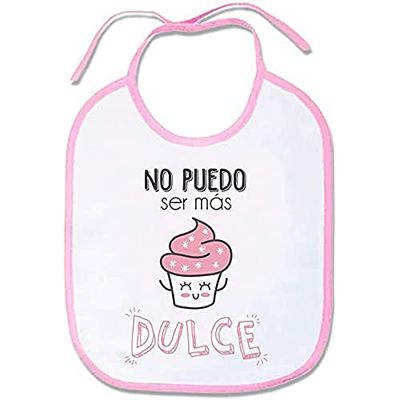 Supermolon 02147 - "No Puedo Ser Más Dulce" Babero Bebe con Cordones, Rosa Pastel, unisex