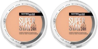 Maybelline Powder Foundation, Long-lasting 24H Wear, Medium to Full Coverage, Transfer, Water & Sweat Resistant, SuperStay 24H Hybrid Powder Foundation, 30 (Pack of 2)