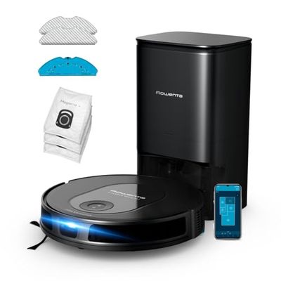 Rowenta X-Plorer Serie65+ - Robot Aspirador, tecnología láser, mapeo Permanente, Limpieza automática y metódica, Cobertura Total, depósito Suciedad Inteligente, Vaciado automático, Muy Plano, RR8L85