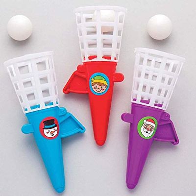 Gioco natalizio 'Spara e fai canestro' Baker Ross (confezione da 6)- Novità giocattoli e decorazioni per bambini, perfetti come giocattoli o regalini."