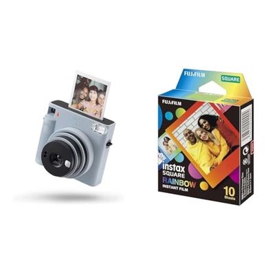 Fujifilm Instax Square Sq 1 Glacier Blue | Fotocamera A Sviluppo Istantaneo | Modalità One-Touch Selfie & SQUARE Rainbow, Film Pellicola Istantanea, Formato Quadrato