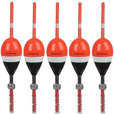 THKFISH Visdobbers Visdobbers Balsa Hout Floats Lente Bobbers Slip Bobbers voor Crappie Panfish Snoekbaarzen 5,2 cm* 2,9 cm* 14,9 cm 5 stks Rood