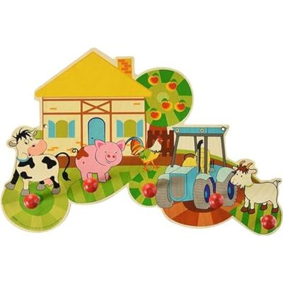 Hess Houten speelgoed 30304 - garderobe van hout, serie boerderij, met 5 haken, voor kinderen, ca. 37 x 24,5 x 6,5 cm groot, handgemaakt, als blikvanger in elke kinderkamer en hal