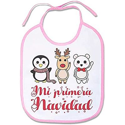 Supermolon 01386 Mi Primera Noël Bavoir bébé avec lacets, rose pastel, unisexe
