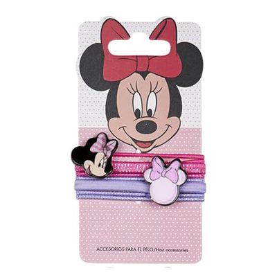 Disney Minnie Mouse Hair Elastic for Girls and Women, Hair Ties Ponytail Holders with Minnie Mouse Charm - 8 Pcs