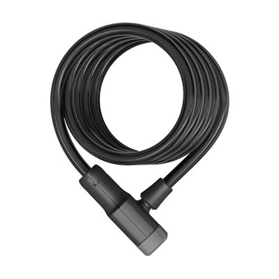 Abus Antivol à câble spiralé Primo 5510K/180 - Antivol vélo en câble Flexible de 10 mm de diamètre, Niveau de sécurité 3-180 cm - Noir