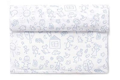 Ti TIN Musseline 100% katoen | zachte chiffon voor baby's met patronen van kinderen, kleur hemelsblauw, kan als vouwdoek of laken worden gebruikt, zacht en absorberend, 120 x 120 cm