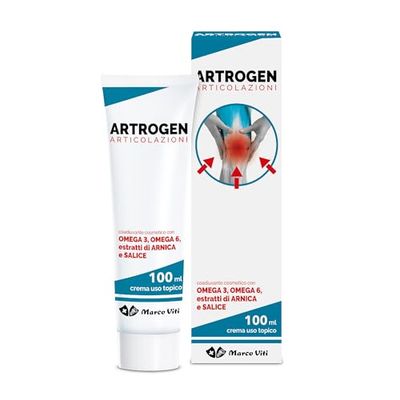 Artrogen - Crema, Sollievo Dolori Articolari, Tubo da 100 ml, Dermatologicamente Testata con Arnica, Salice, Stimola la Circolazione, Omega 3 e 6