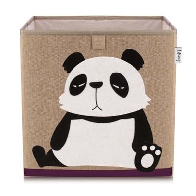 Lifeney 833088 Boîte de rangement panda, Coffre à jouet, Feutre, Polyester, Effet lin, Coloré, Brun, 33 x 33 x 33 cm