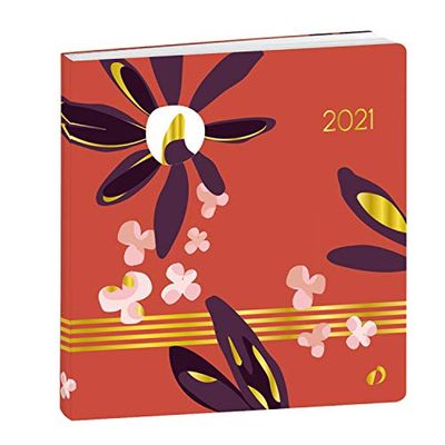 QUO VADIS Nova Weekly Medium finition rasé vif Agenda civil Semainier 16x16cm Fleurs Rose Année 2021